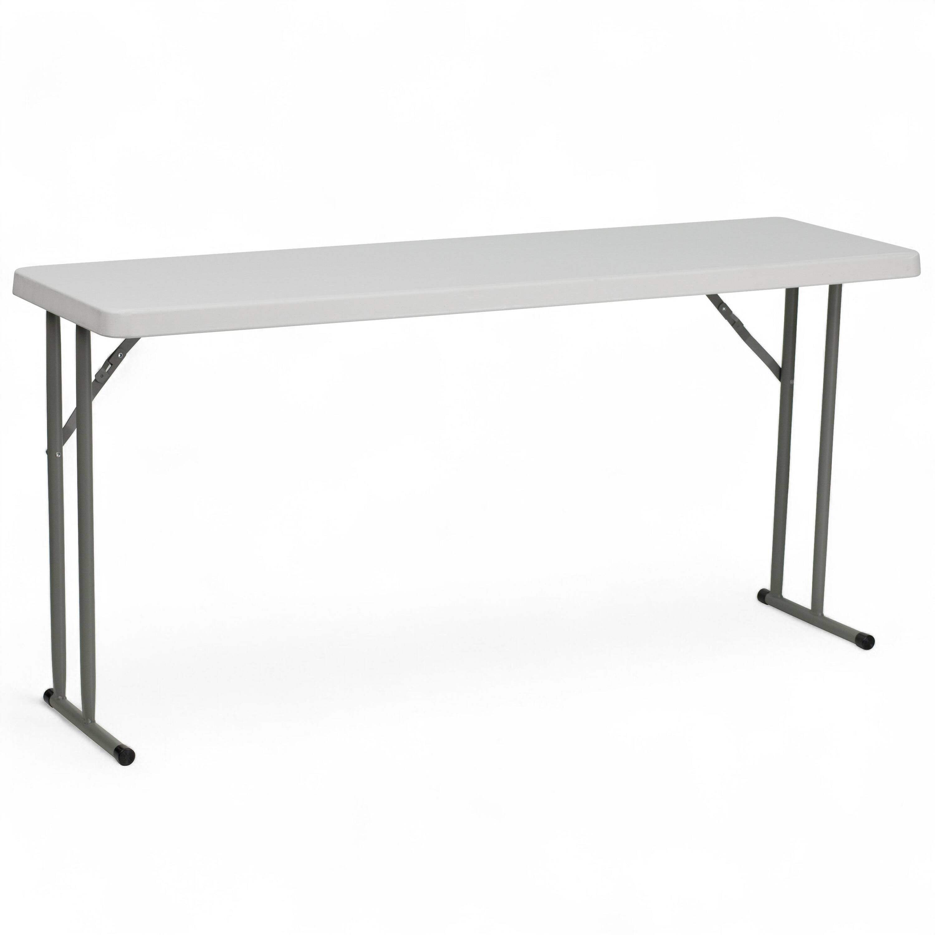 Front. Emma + Oliver - 5-Foot Plastic Folding Training Table - Granite White.