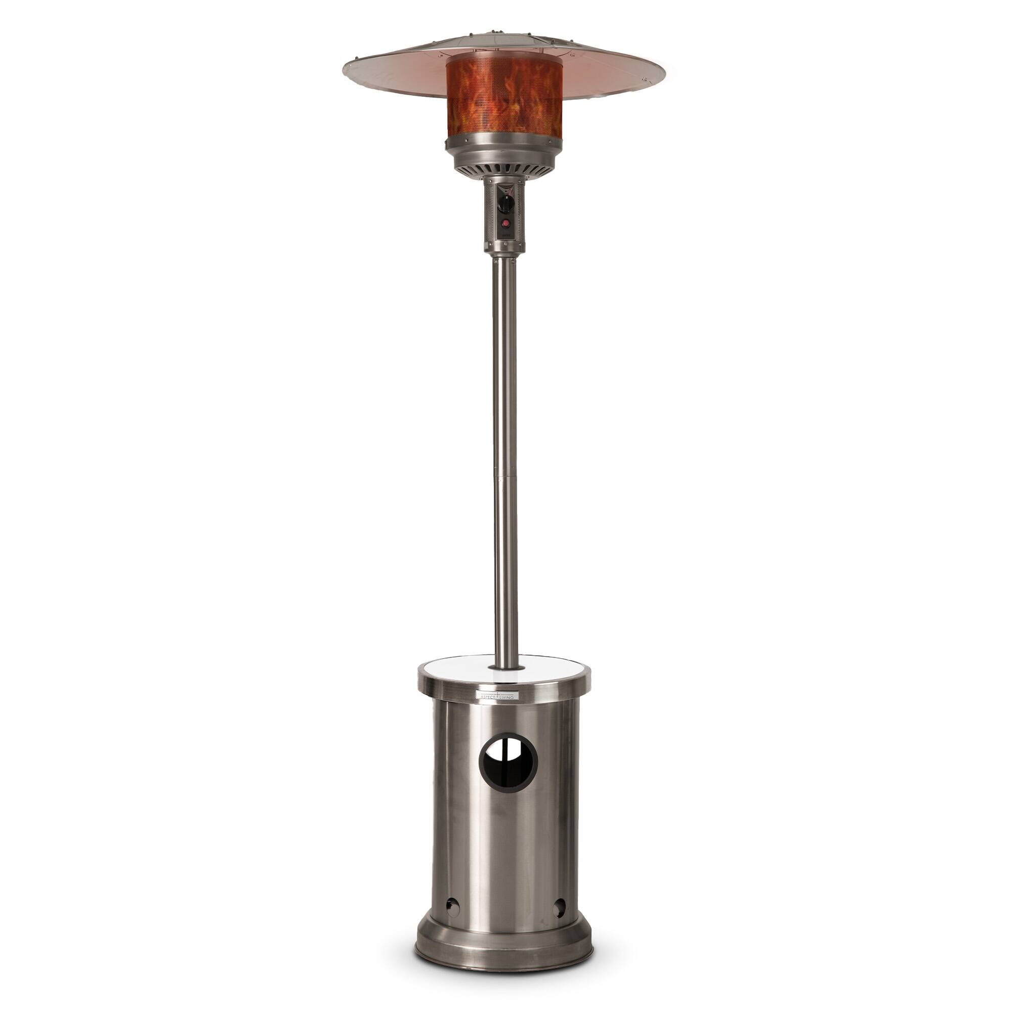 Front. Fire Sense - Aspect Living Stainless Steel Finish Patio Heater with LED Table - Stainless Steel.