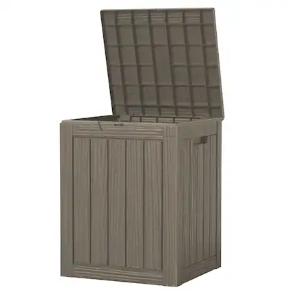 Front. Mondawe - 30 Gallons Resin All-Weather Waterproof Outdoor Storage Box - Light Brown.
