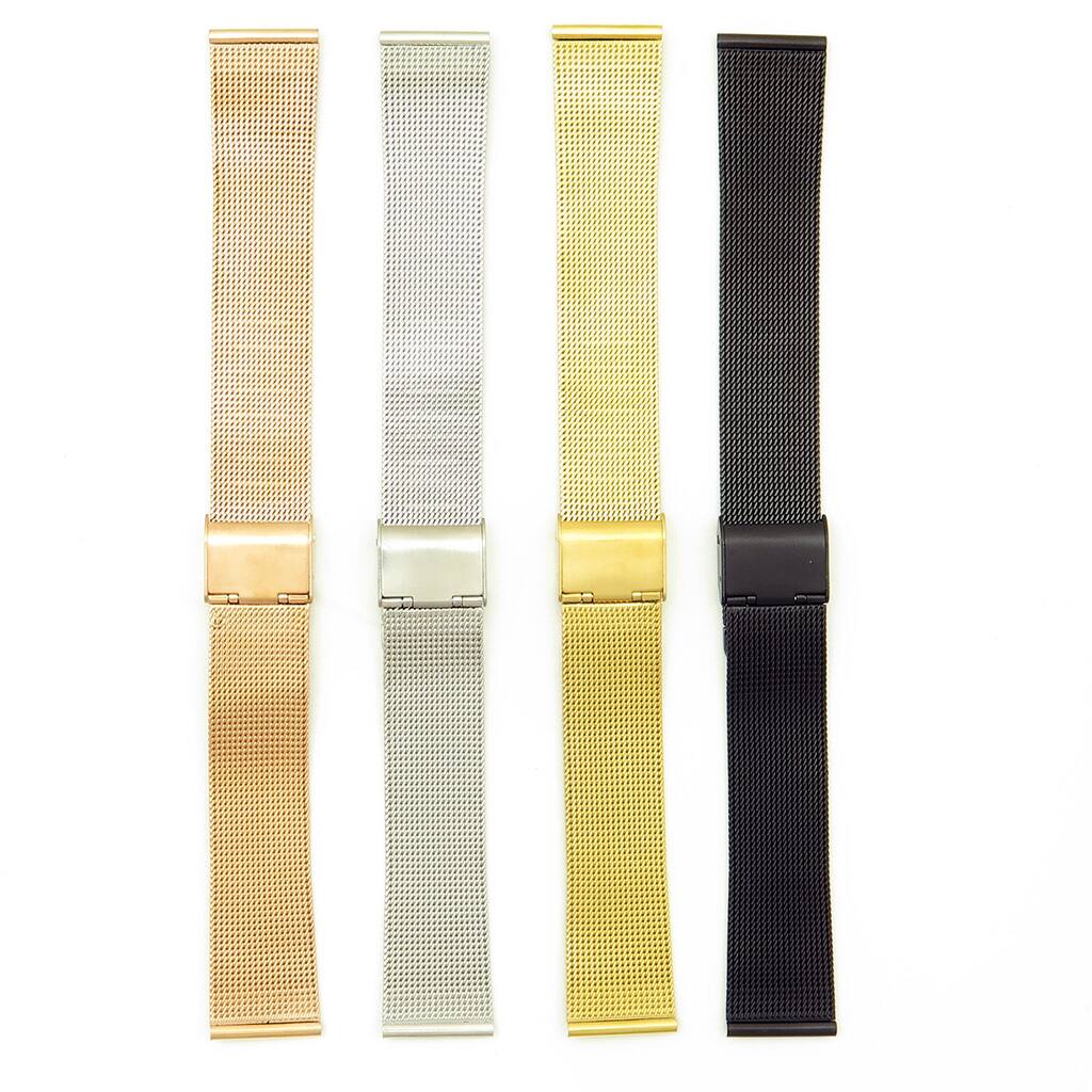 Left. StrapsCo - Mesh Stainless Steel Metal Watch Band Strap For Fitbit Inspire 3 - Yellow Gold.
