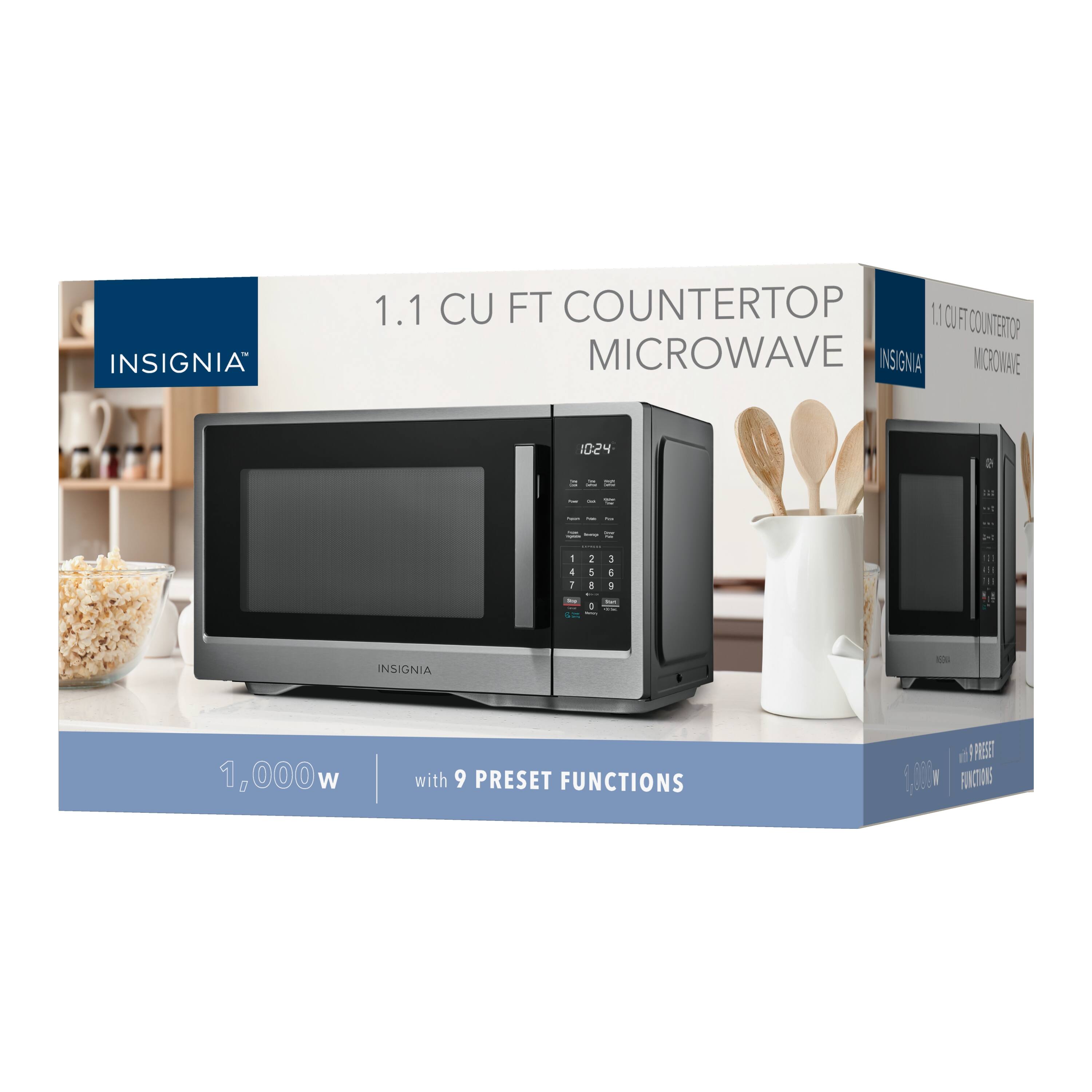 INSIGNIA  
1.1 CU FT COUNTERTOP MICROWAVE  
1,000w with 9 PRESET FUNCTIONS