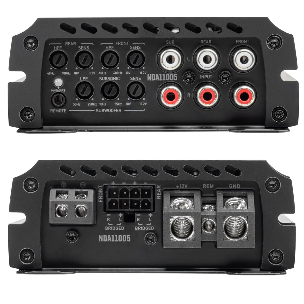 REAR HPF SENS FRONT HPF SENS SUB REAR FRONT L 400Hz VOI 0.2V 40Hz 400Hz VOI 0.2V LPF SUBSONIC SENS NDA11005 INPUT PWR/PRT R 50Hz REMOTE 250Hz 10Hz 55Hz 10V SUBWOOFER 0.2V FRONT . . REAR +12V REM GND R + L R L BRIDGED BRIDGED NDA11005