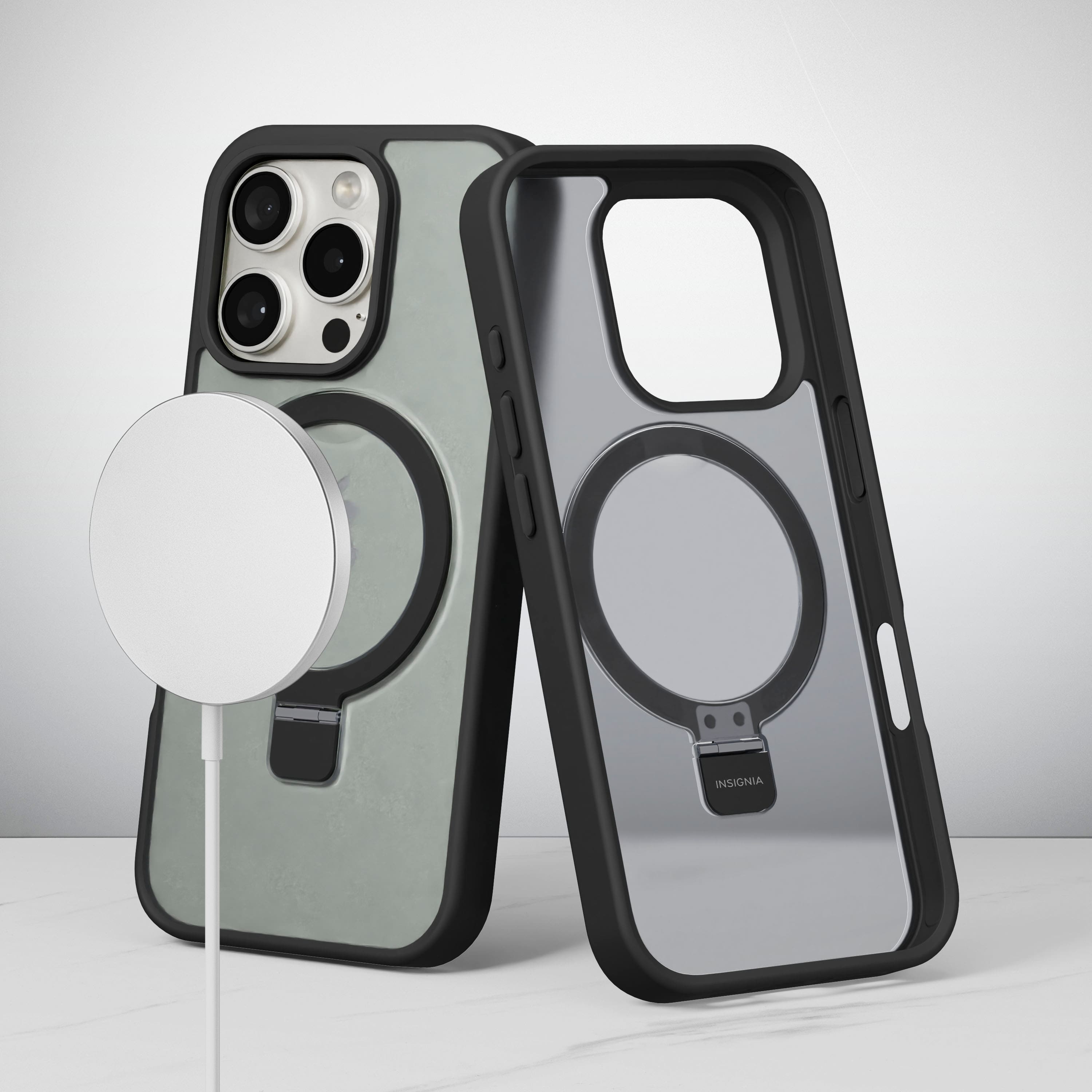 Alt View 13. Insignia™ - Hard-Shell Case with MagSafe Kickstand for iPhone 16 Pro - Black.