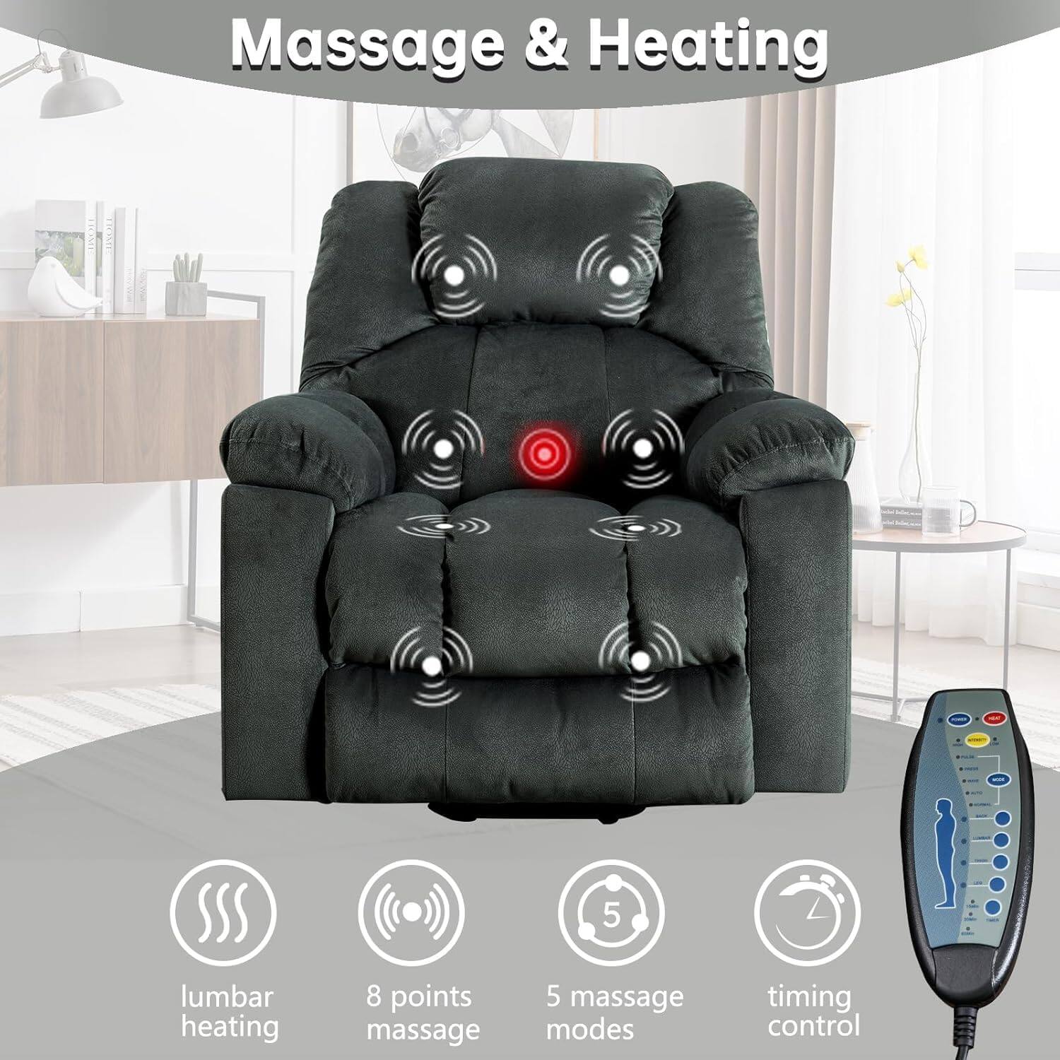 Massage & Heating EASE 5 lumbar heating 8 points massage 5 massage modes timing control