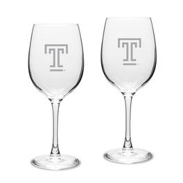 Jardine - Temple Owls Two-Piece 16oz. Traditional White Wine Glass Set - Multicolor