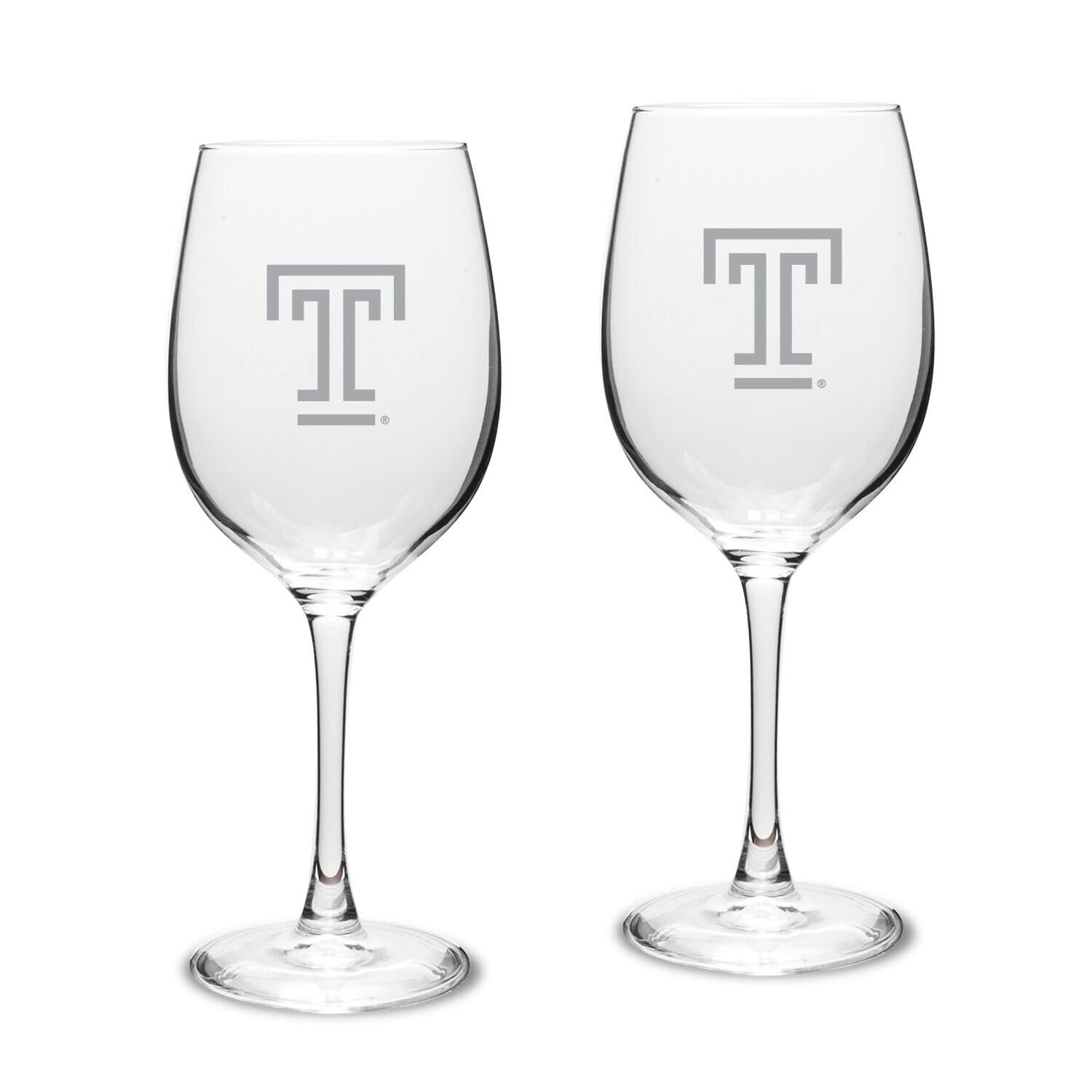 Front. Jardine - Temple Owls Two-Piece 16oz. Traditional White Wine Glass Set - Multicolor.