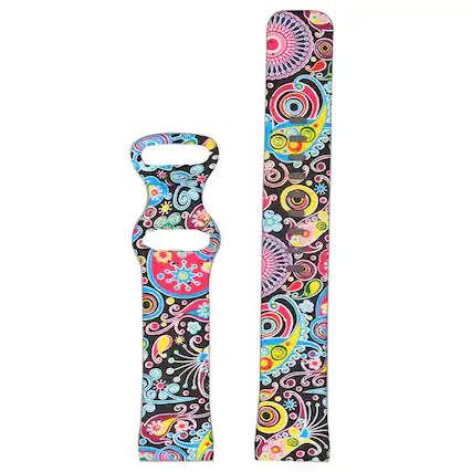Front. StrapsCo - Graphic Active Band Silicone Rubber Watch Strap For Fitbit Versa 4 (Medium-Long) - Psychedelic.