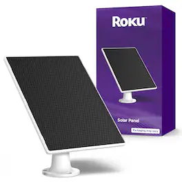 Roku - Solar Panel USB-C 2025 for Battery Camera & Battery Plus Only – DIY Install, IP65 Weather Resistant, 360° Swivel Mount - White