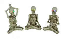 Zeckos - Bone Stretchers Yoga Skeleton Figurines with LED Eyes Set of 3 - Off-white