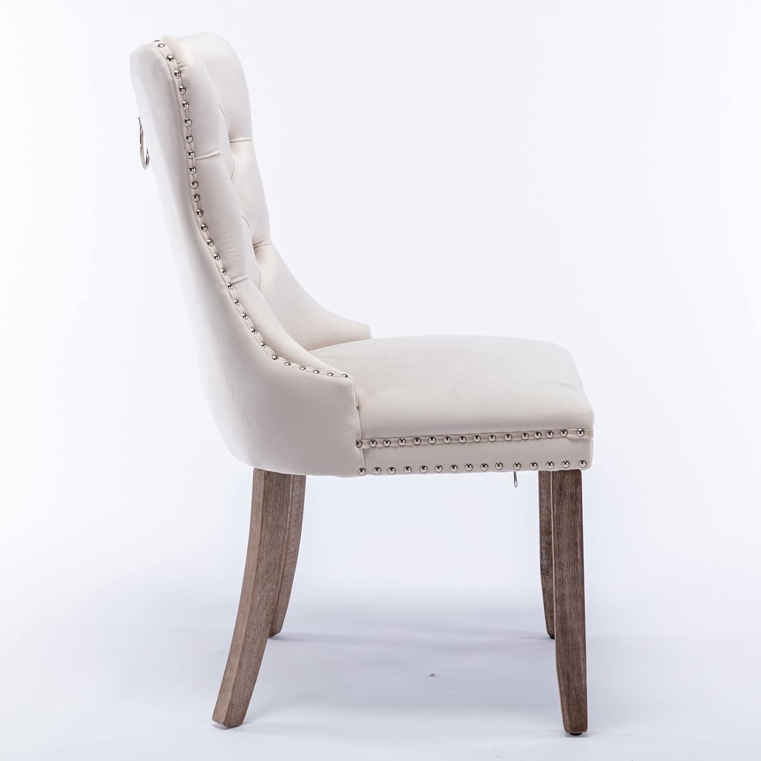 Alt View 4. Trinkets Crazed - Velvet Dining Chairs Set of 2, Upholstered High-end Tufted Dining Room Chair with Wood Legs Nailhead Trim for Kitchen - beige.