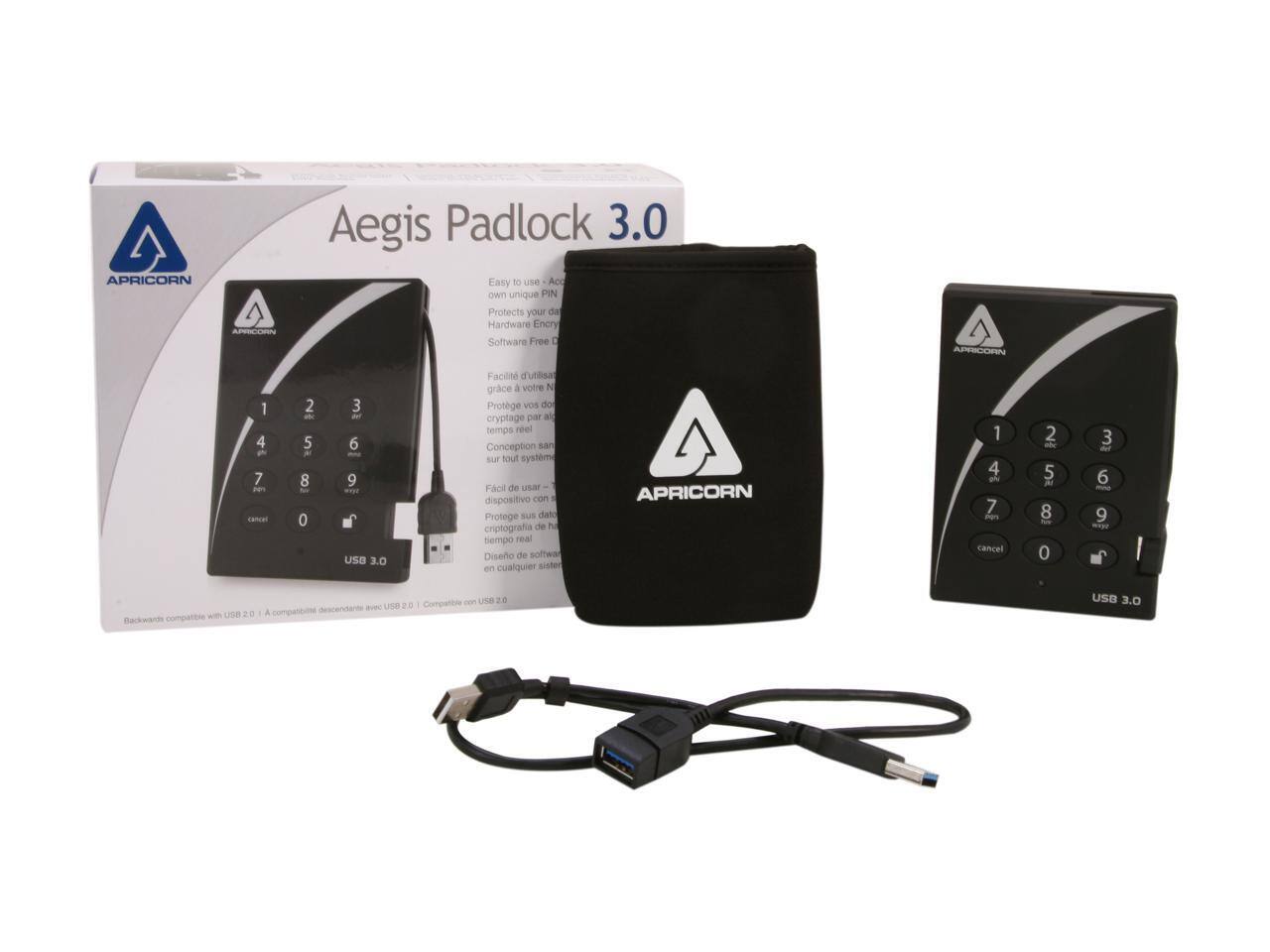 APRICORN Aegis Padlock 3.0

Easy to Use
Acc own unique PIN
Protects your da
Hardware Encry
Software Free D

APRICORN 1 4 F 7 Pen 2 5 - 8 0 3 6 9

USB 3.0

Facile d'utieal grce a votre N
Protege VOs do
cryptage par all temps reel
Conception san sur tout systm
Fcil de UEM
dispositivo con
Protege sUB dato
criptografia de N tiempo real
Diseo de soffwar en cualquier sister

APRICORN 1 4 an 7 Pe cancel 2 - 5 H 8 0 3 6 - 9 me c Us 26 aUe LISB-2.0

Compatibile with USE 20
A compattre USB 3.0