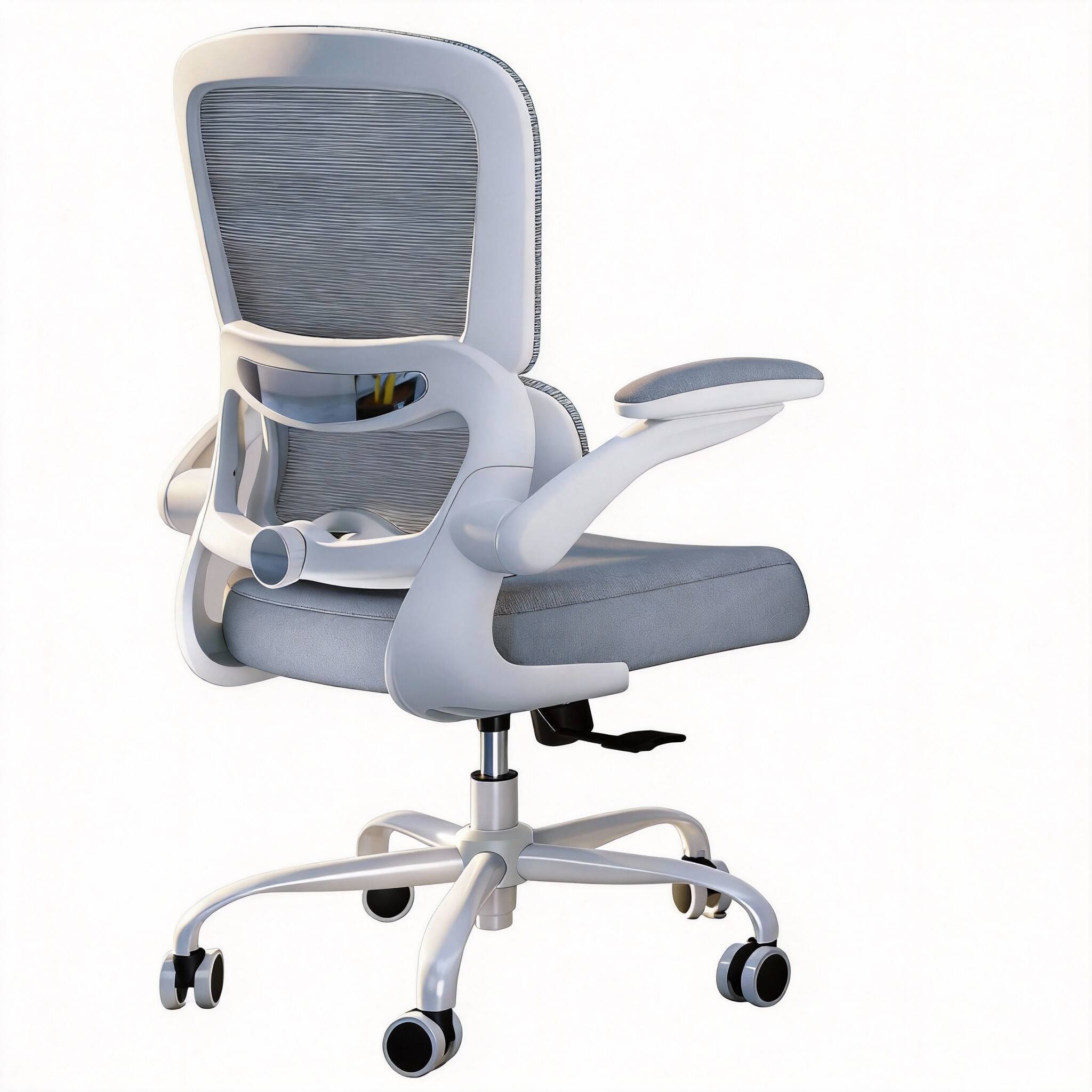 Front. Frangdom - Ergonomic Mesh Office Chair with Adjustable Lumbar Support - white 330 lbs 5-point.