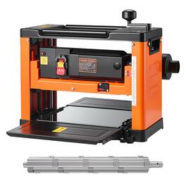 VEVOR - Thickness Planer, 13-Inch Width Worktable, Woodworking Power Benchtop Planer, Spiral-Style Cutterhead with 24 Inserts - Orange;Black
