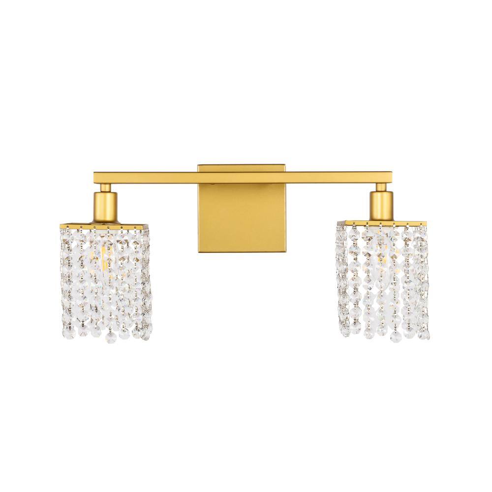 Alt View 7. Living District - Phineas 2 light Brass and Clear Crystals wall sconce - Brass And Clear Crystals.