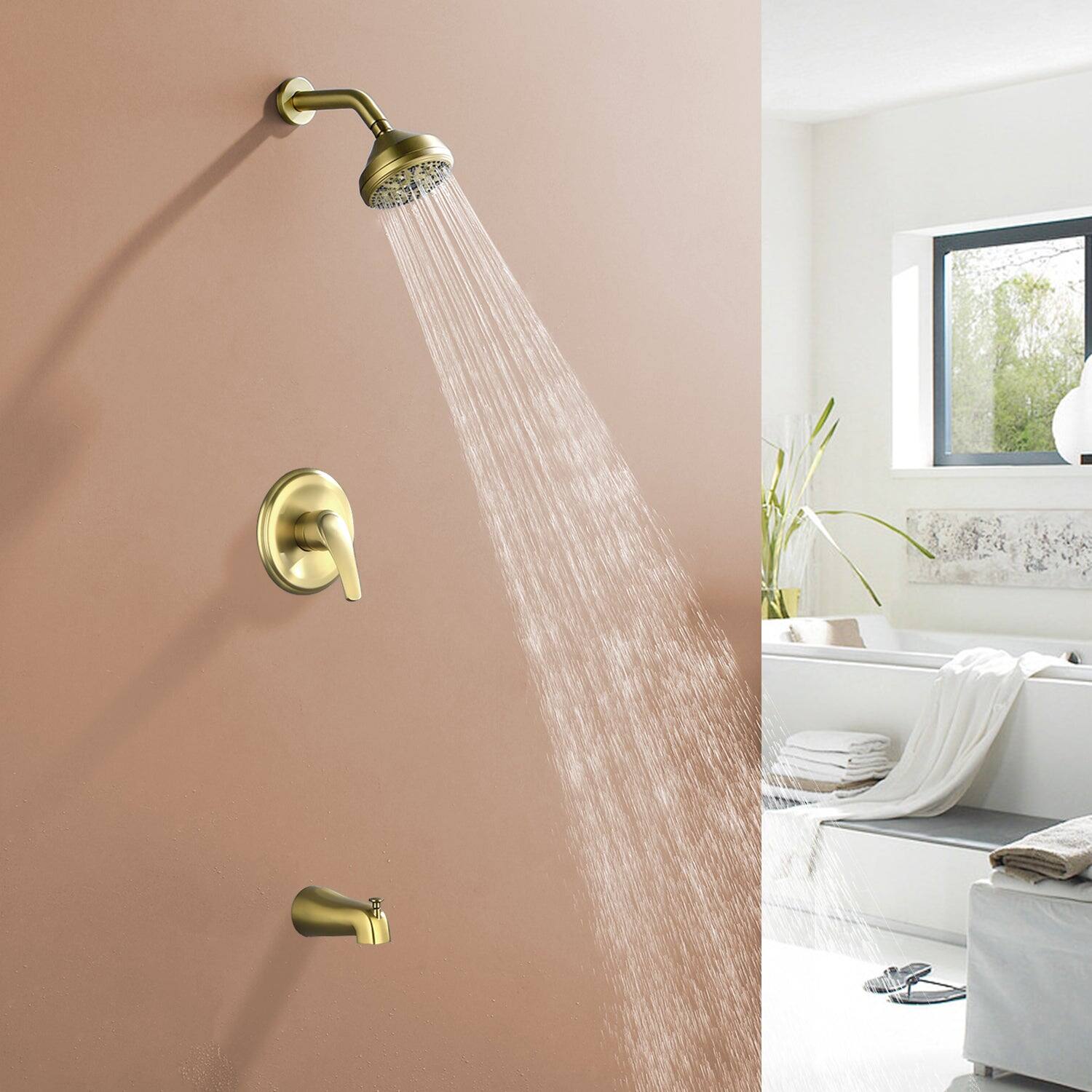 Alt View 2. Boyel Living - Brushed Gold Ten Function Shower Set with Rain Shower Handheld Shower and cUPC Pressure Balance Valve - Brushed Gold.