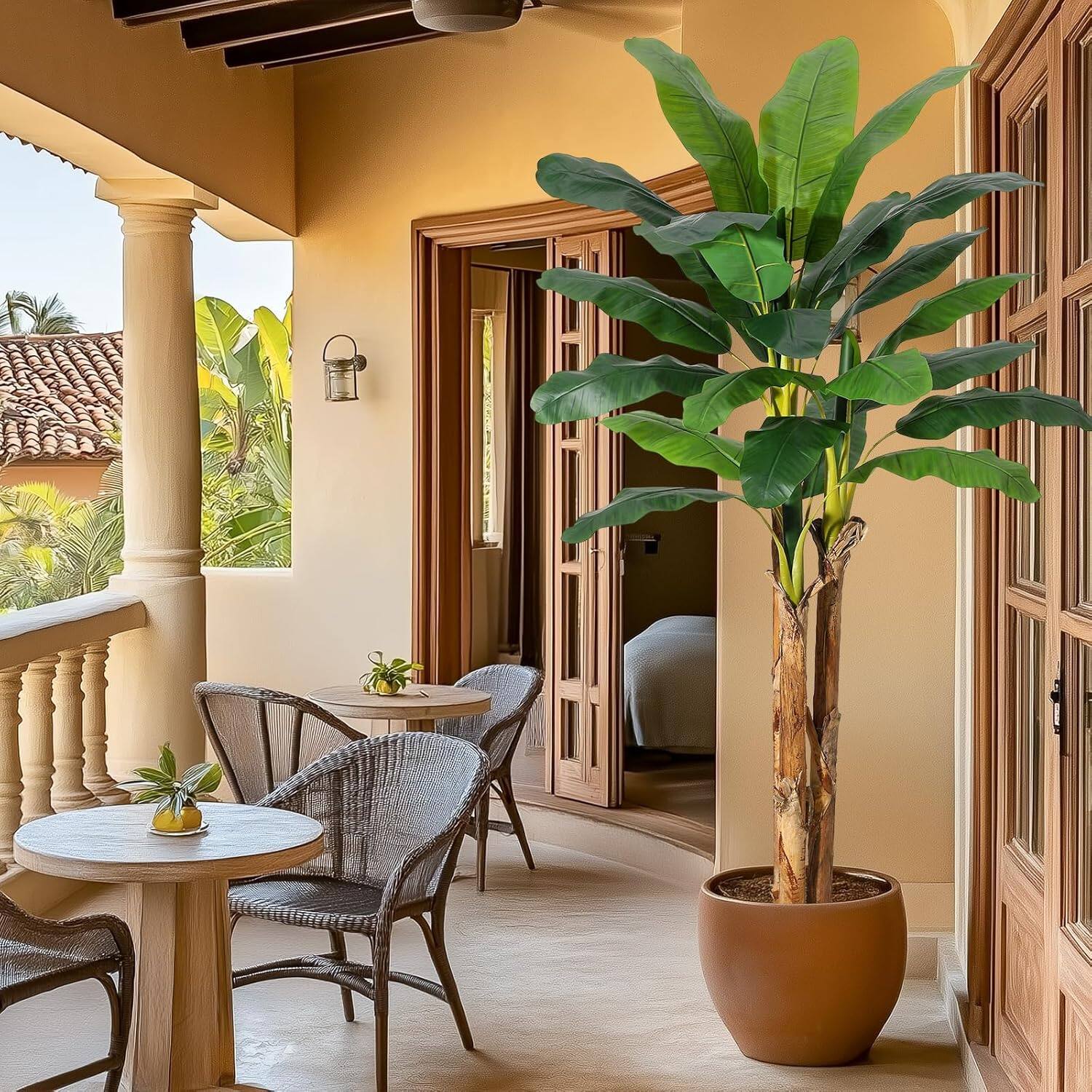 Acekool - Artificial Banana Tree ,Large Artificial Tree Faux Plants for Home Office Outdoor Decor - Green