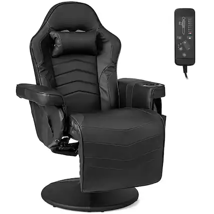 Front. Ecooso - Office Chair Massage Gaming Recliner with Adjustable Height and Full Support - Black.