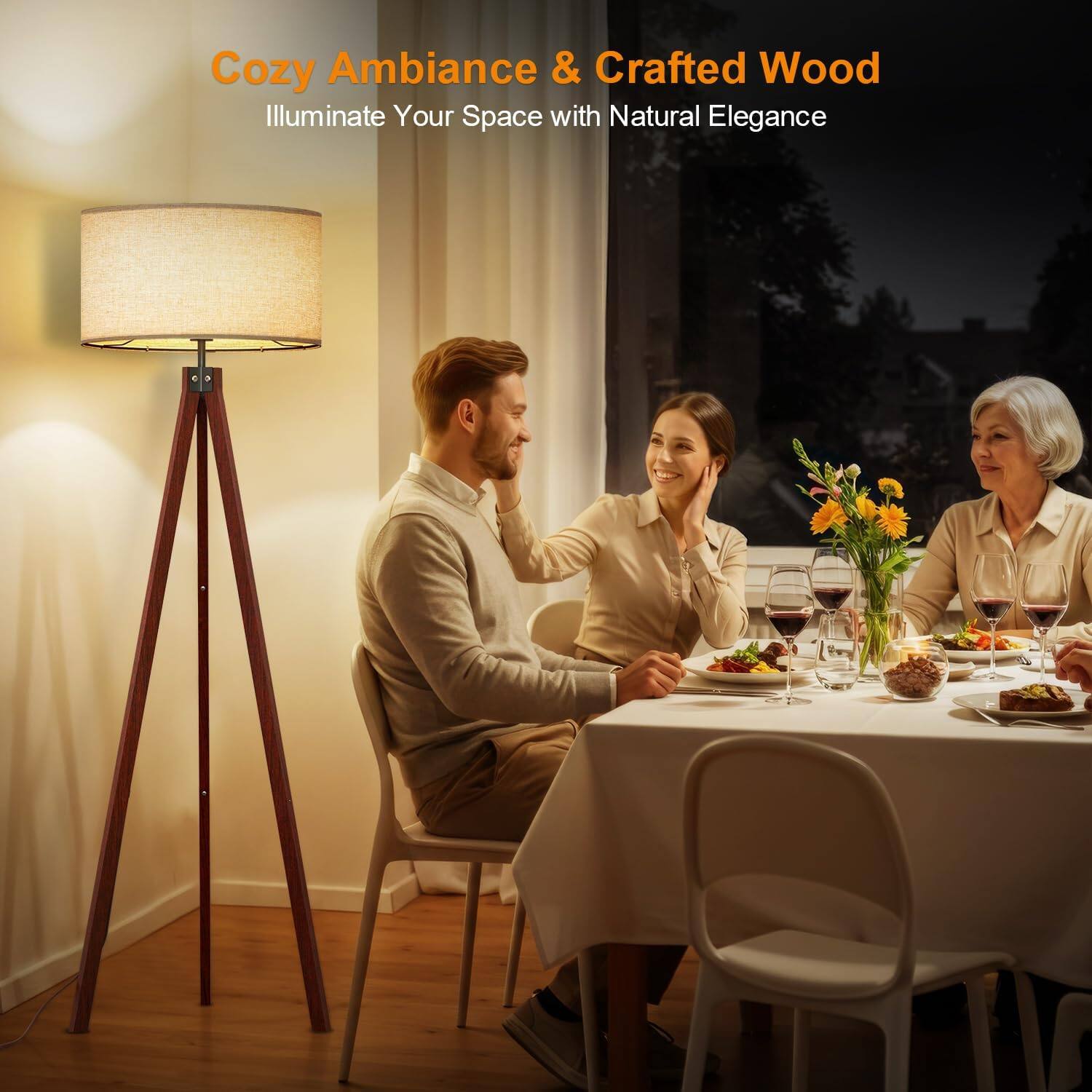 Cozy Ambiance & Crafted Wood Illuminate Your Space with Natural Elegance
