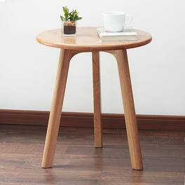 Bestier - Round End Table Solid Wood Coffee Table Night Stand for Living Room Bedroom & Balcony - Natural Wood