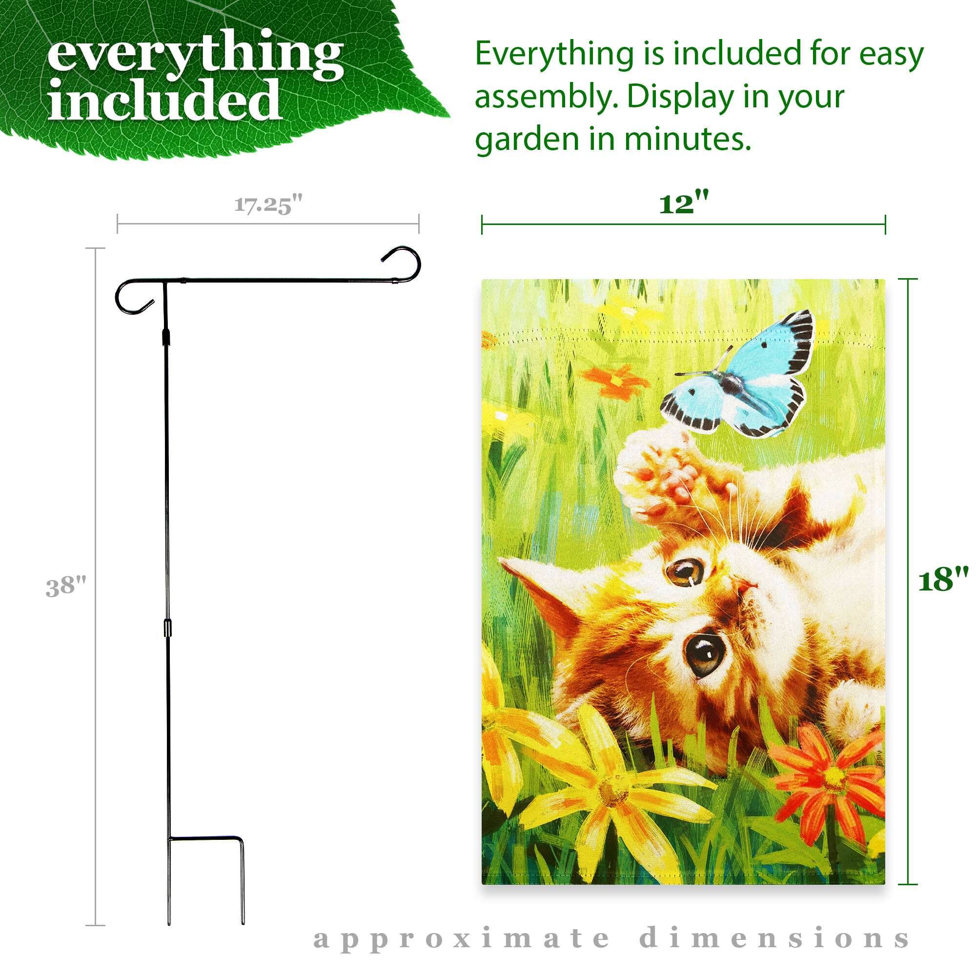 Everything is included for easy assembly. Display in your garden in minutes.

17.25" 12" 38" 18" approximate dimensions