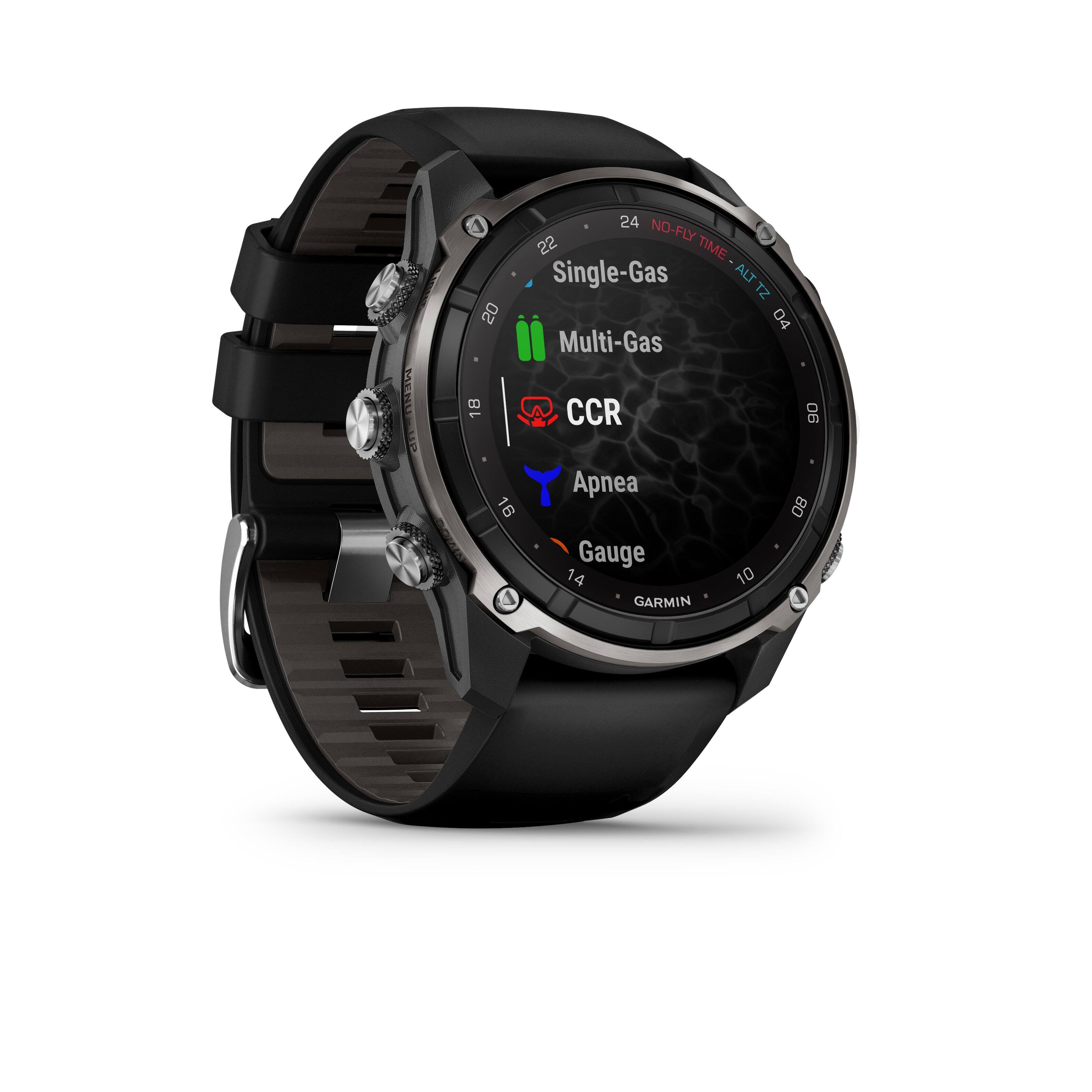 E0GR MENIHD M D 24 NO-FLY TIME - Single-Gas ALT TZ 20 04 Multi-Gas 18 CCR 06 Apnea 16 08 Gauge 14 10 GARMIN