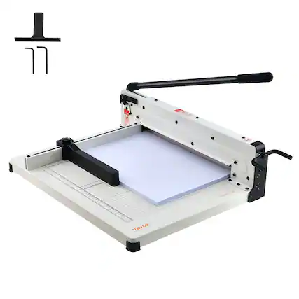 Front. VEVOR - Heavy Duty Paper Cutter, 17" Industrial Commercial Guillotine Paper Cutter for A3 Paper, 400 Sheet Capacity, Solid Steel - White.