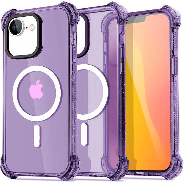 Entronix - Magnetic Case for iPhone 16E - Clear Bounce Frame for Ultimate Protection - Purple