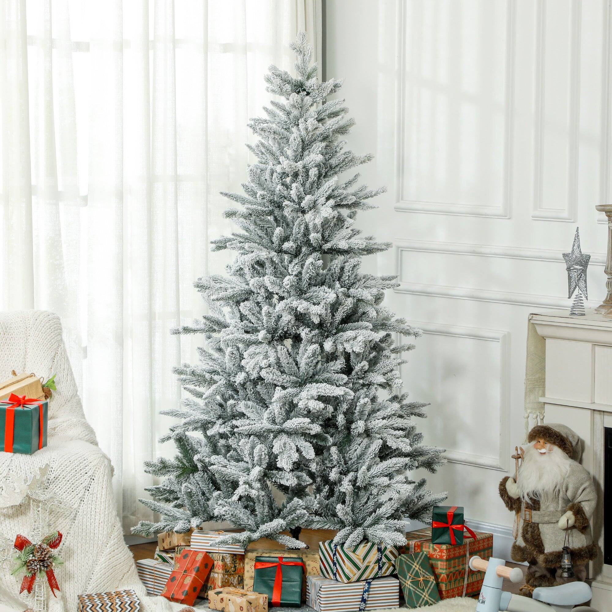 Alt View 2. Hivvago - 6ft Snow Flocked Artificial Christmas Tree with 994 Tips - Green.