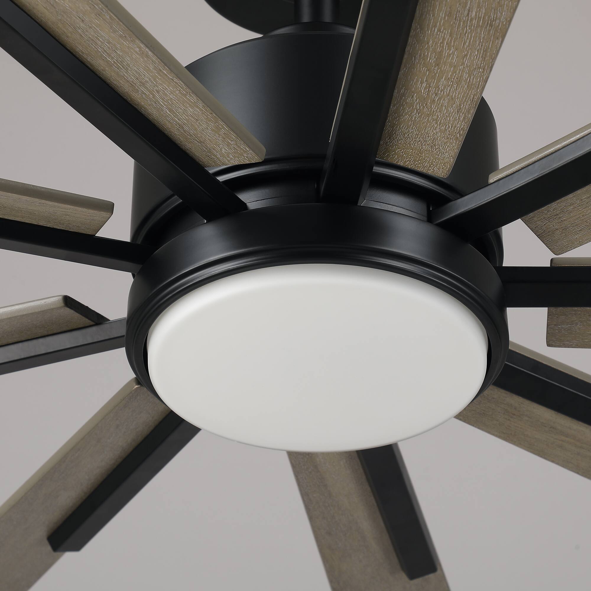 Alt View 9. Parrot Uncle - 72" Farmhouse Integrated LED Dimmable Windmill Ceiling Fan with Light, Remote and Glass Shade - Matte Black.