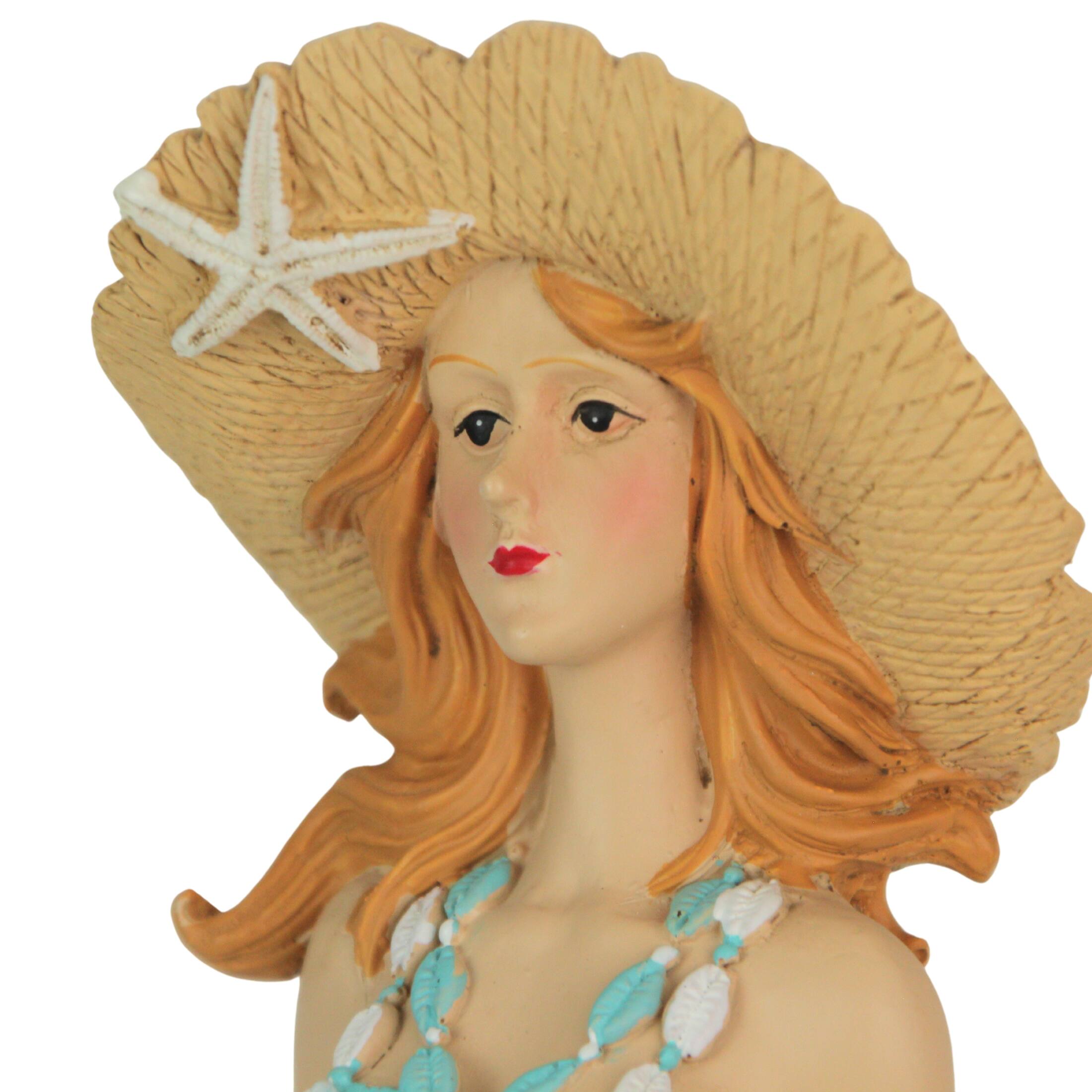 Alt View 2. Fancy That - Redhead Bathing Beauty Figurine – 14-Inch, Vintage Coastal Decor - Teal.