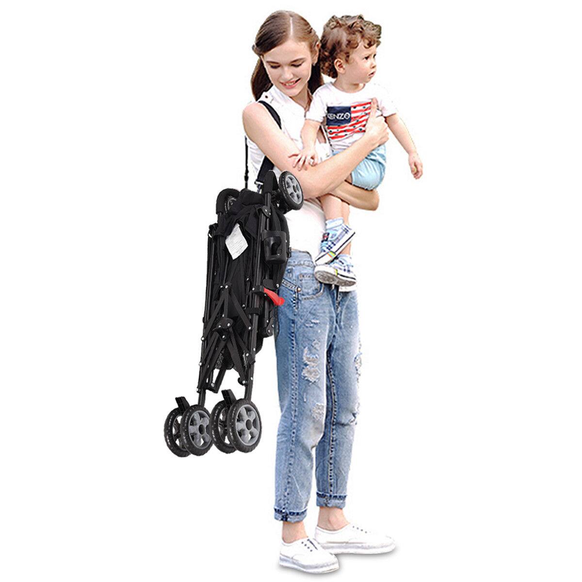 Alt View 3. Costway - Costway Folding Lightweight Baby Toddler Umbrella Travel Stroller with Storage Basket - Black.