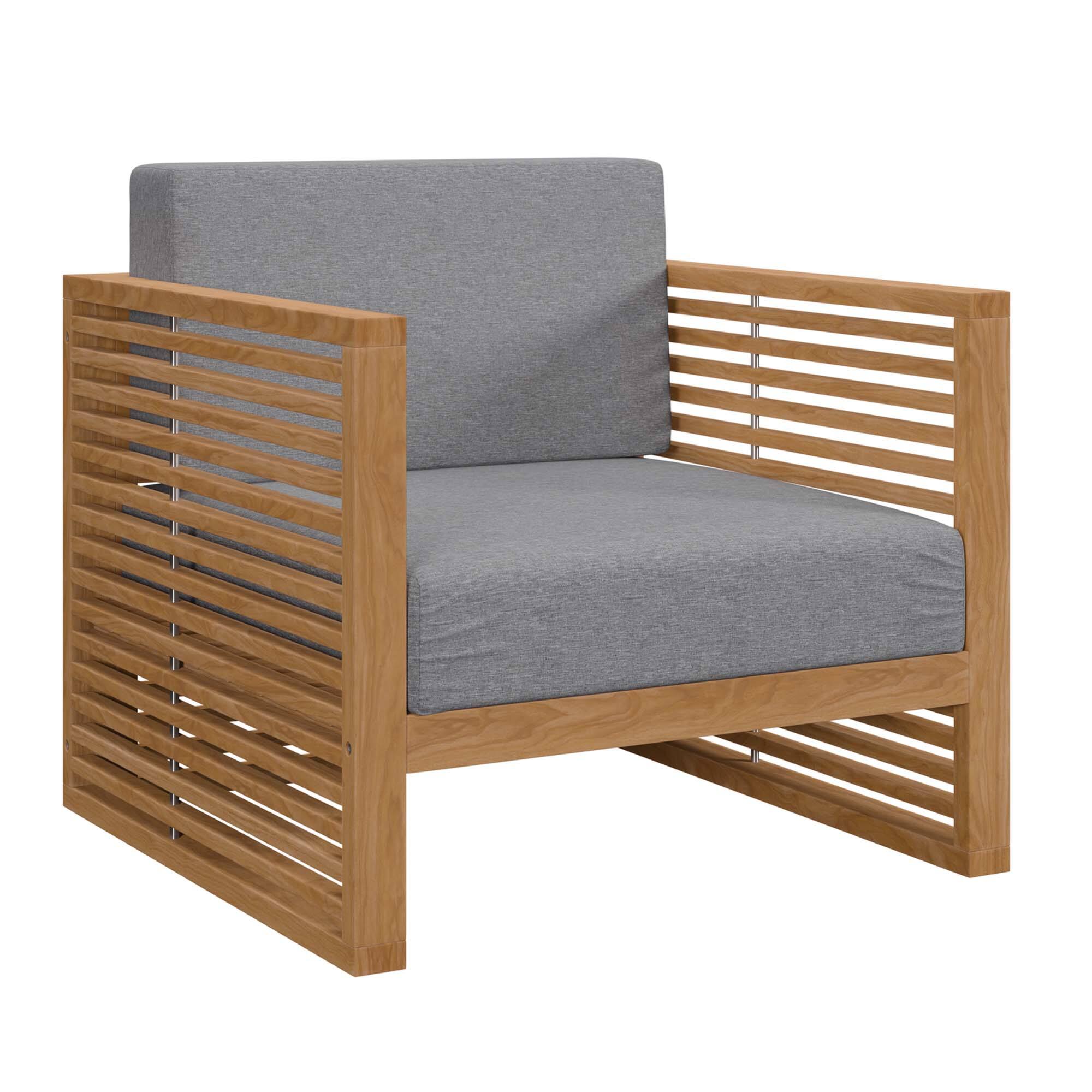 Alt View 5. Modway - Carlsbad 3-Piece Teak Wood Outdoor Patio Set - Grade A Premium Teak, All-Weather Cushions - Natural Gray.