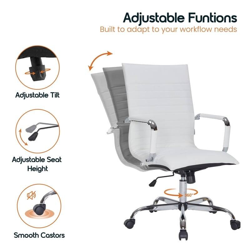 Adjustable Functions  
Built to adapt to your workflow needs  

- Adjustable Tilt  
- Adjustable Seat Height  
- Smooth Castors  
- 360°