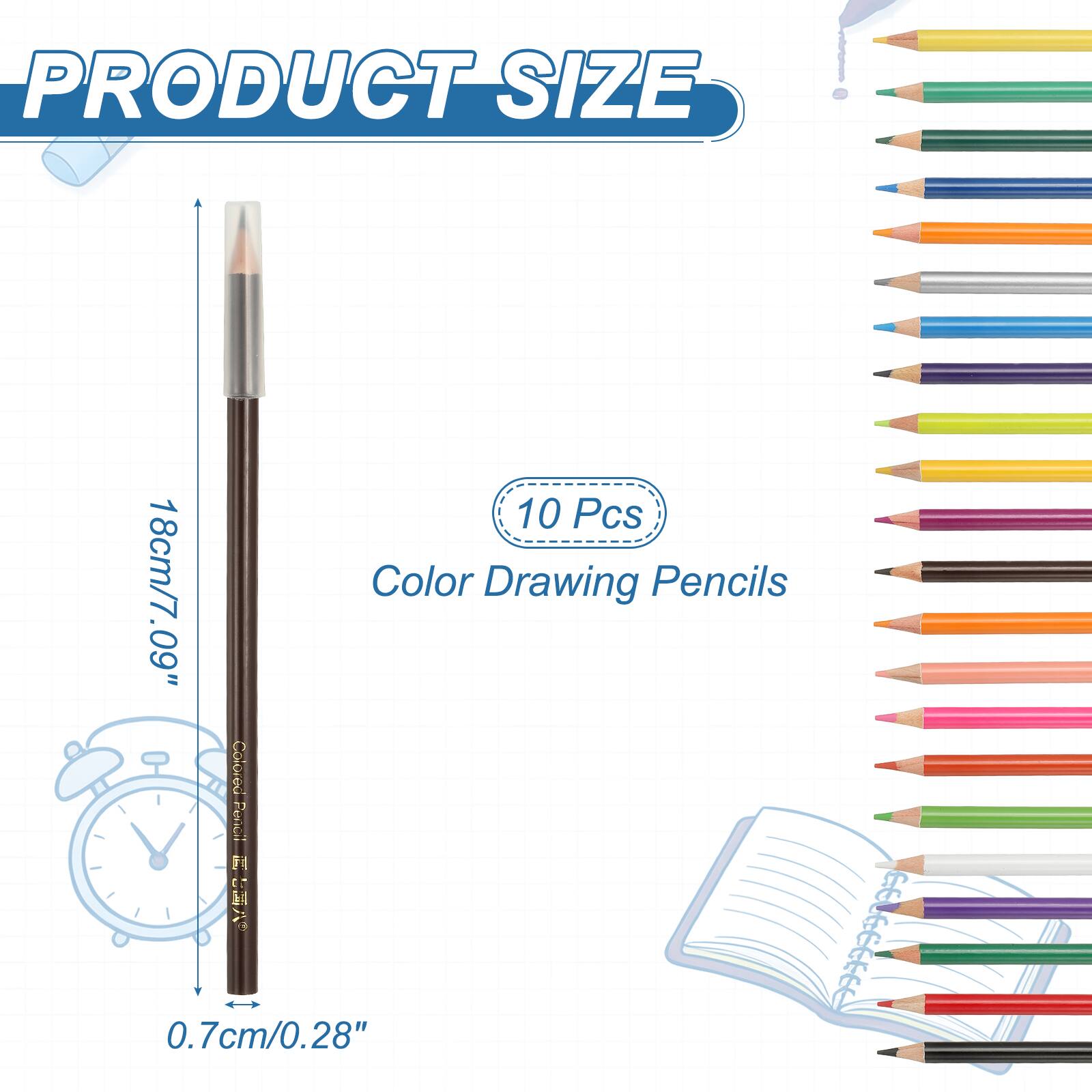 PRODUCT SIZE 10 Pcs 18cm/7.09" Color Drawing Pencils Colored Pencils 0.7cm/0.28"