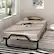 Alt View 3. Gymax - Gymax Folding Bed w/ Memory Foam Mattress Rollaway Metal Guest Bed Sleeper Made in Italy - Black + Beige.