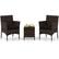 Front. Costway - 3 PCS Outdoor Conversation Set with Cushioned Seat & Tempered Glass Tabletop - Black,Mix Brown.