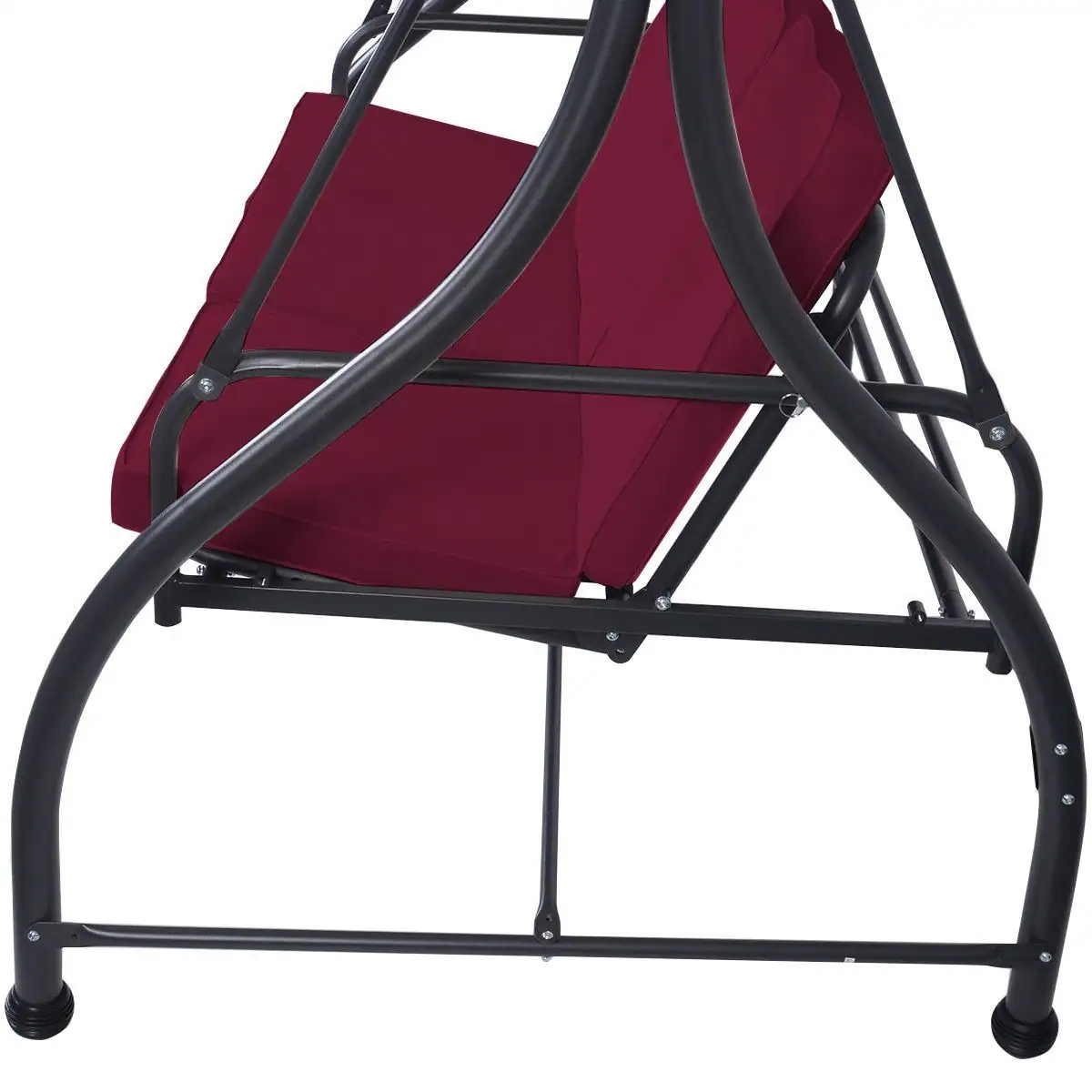 Alt View 1. Hivvago - Dark Red Burgundy 3 Seat Cushioned Porch Patio Canopy Swing Chair - Dark Red Burgundy.
