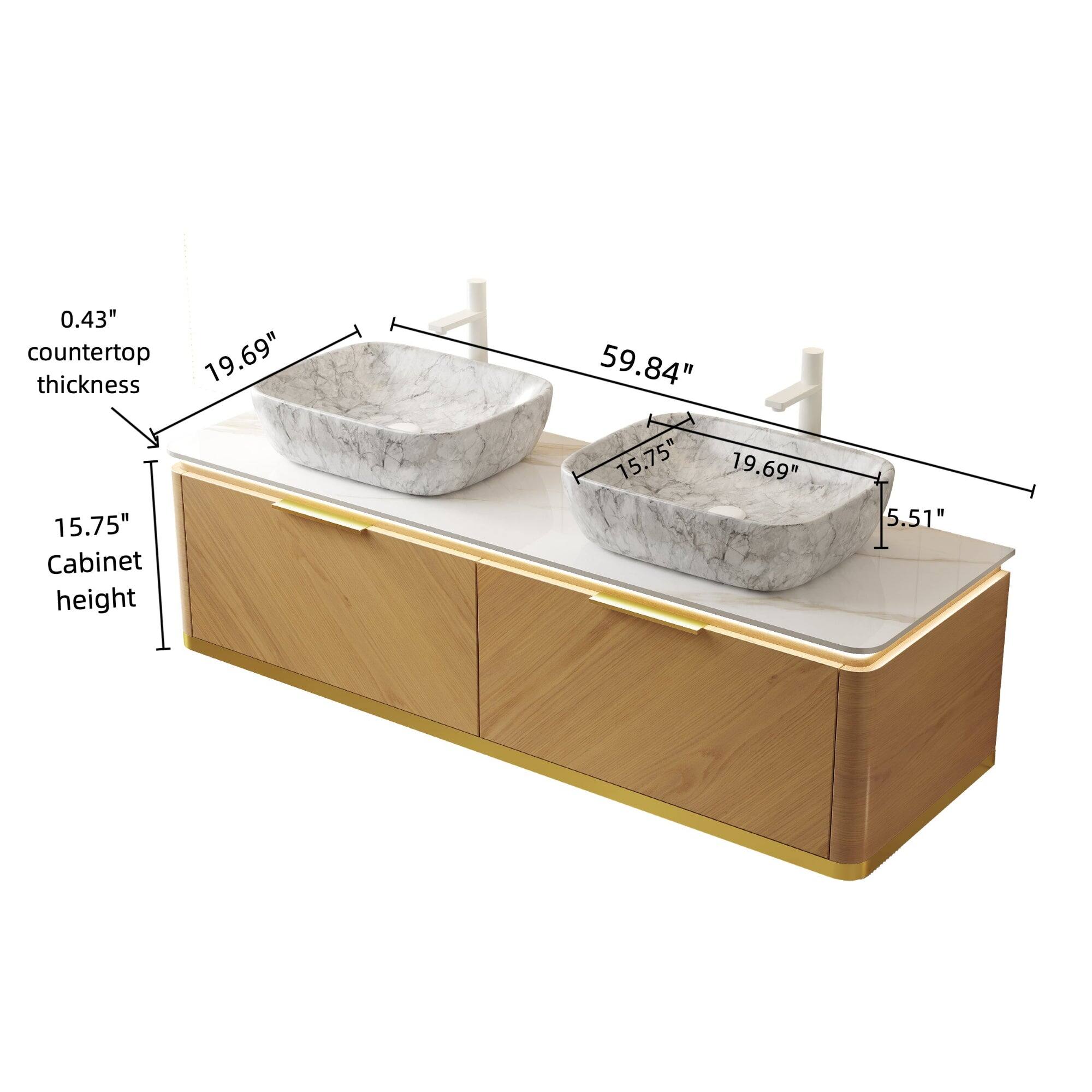 0.43" countertop thickness  
19.69"  
15.75" Cabinet height  
59.84"  
15.75"  
19.69"  
5.51"