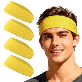 Unique Bargains - Sport Headbands for Men & Women, Stretchy Sweatband Absorbent Headbands, 4pcs - For Yoga/Sports/Running/Fitness/Cycling - Yellow
