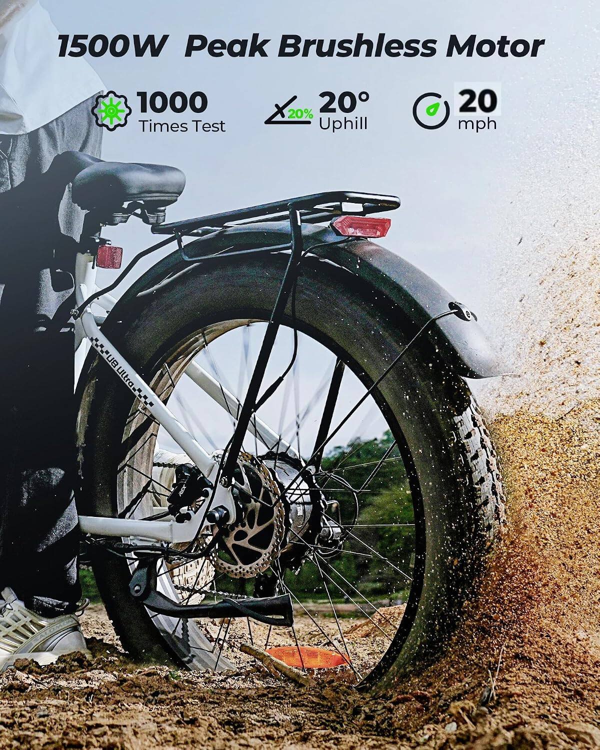 1500W Peak Brushless Motor  
1000 Times Test  
20% 20° Uphill  
20 mph