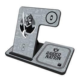 Keyscaper - Black Las Vegas Raiders 3-in-1 Charging Station - Black