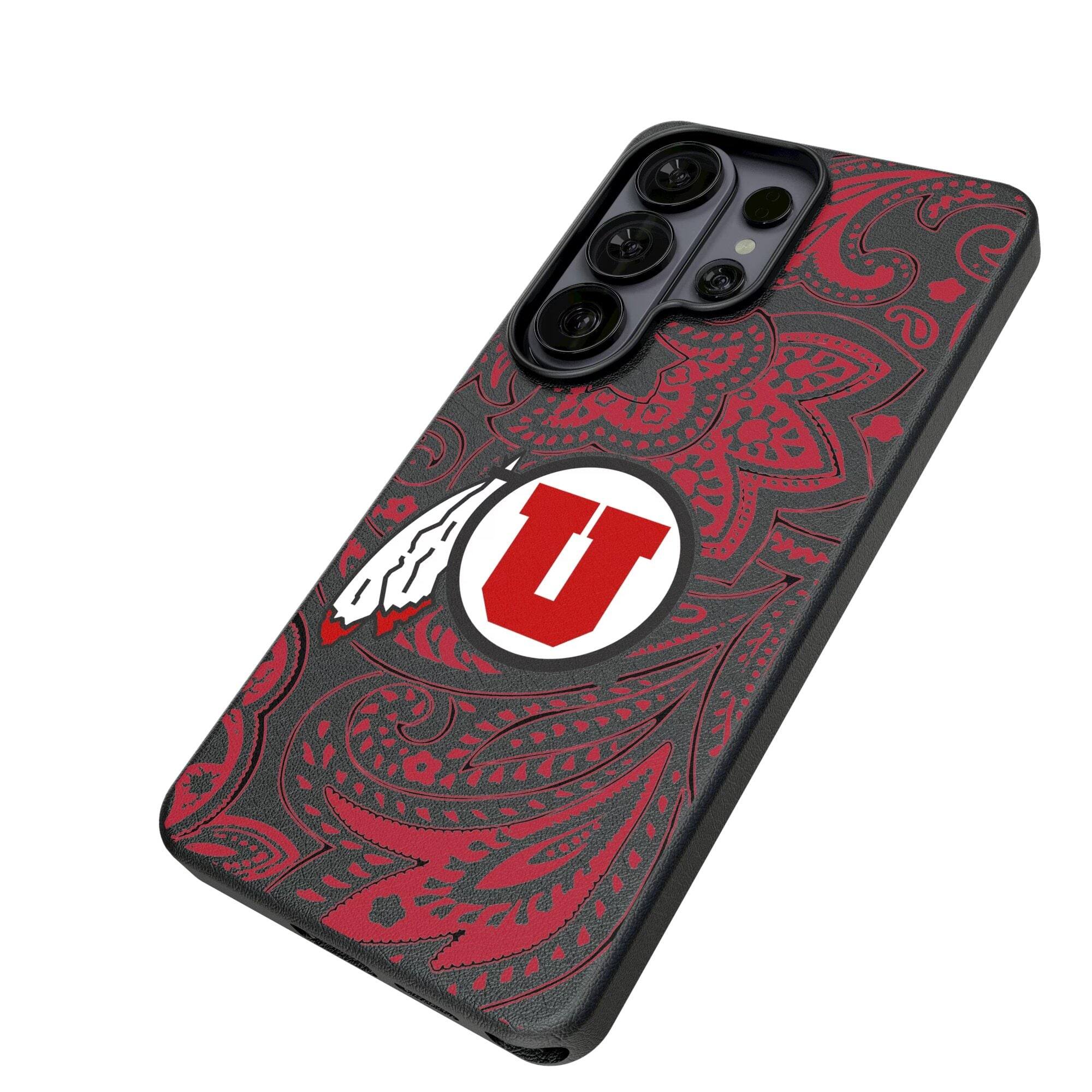 Alt View 1. Keyscaper - Utah Utes Paisley Galaxy Magnetic Bump Case - S24 - Black.