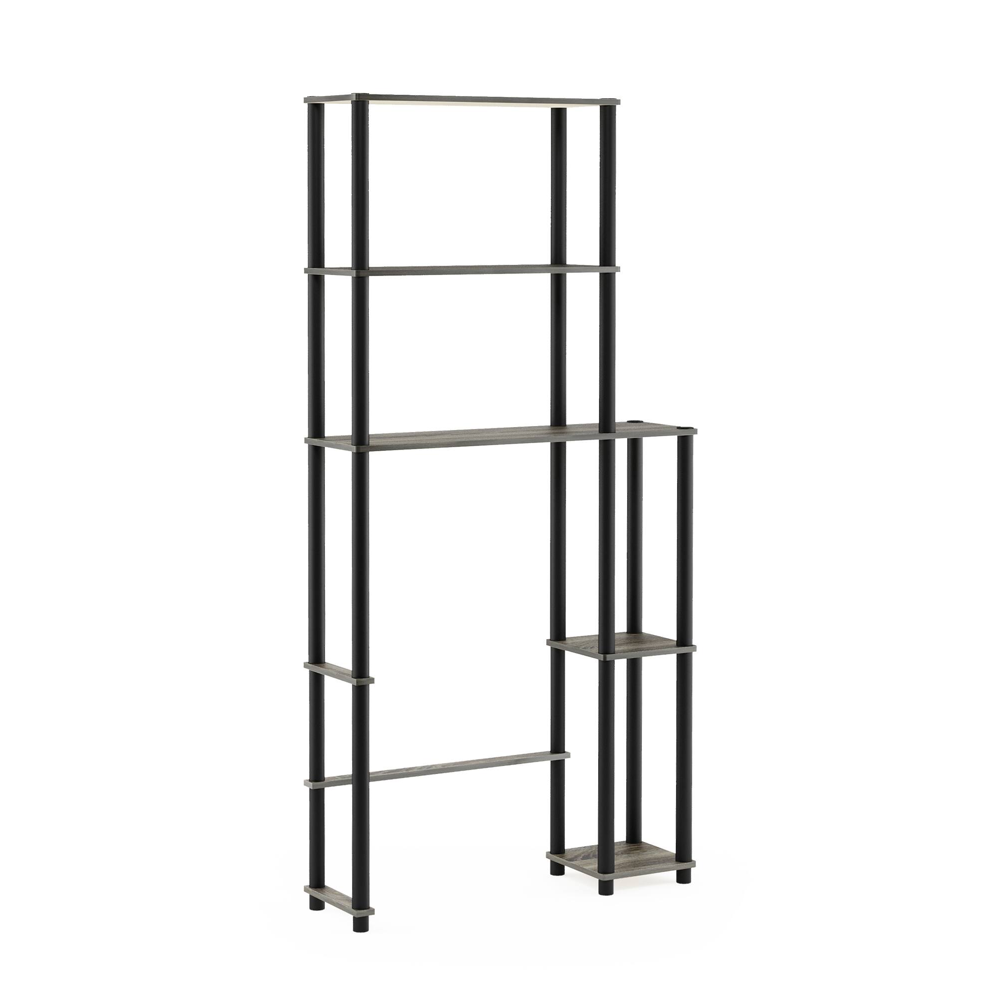 Alt View 6. Furinno - TURN-N-TUBE Storage Shelf, 5-Shelf Over Toilet Bathroom Organizer, Freestanig Space Saver Shelves, for Bathroom - Grey Oak/Black.