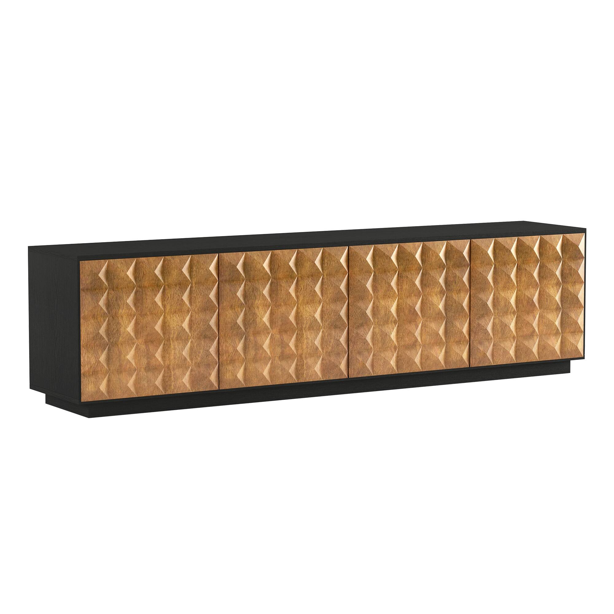 Alt View 4. luck idea - 87.79" TV Stand, Media Console with Storage Cabinets & Adjustable Shelves for Living Room - Black.