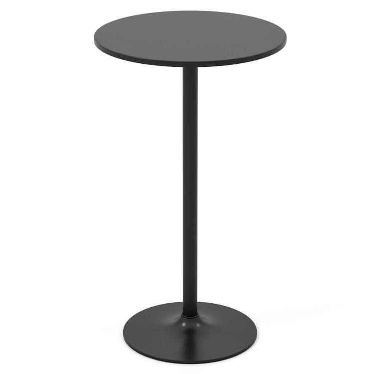 SlickBlue - Contemporary Round Coffee Table with Metal Base and MDF Top for Living Room - Black