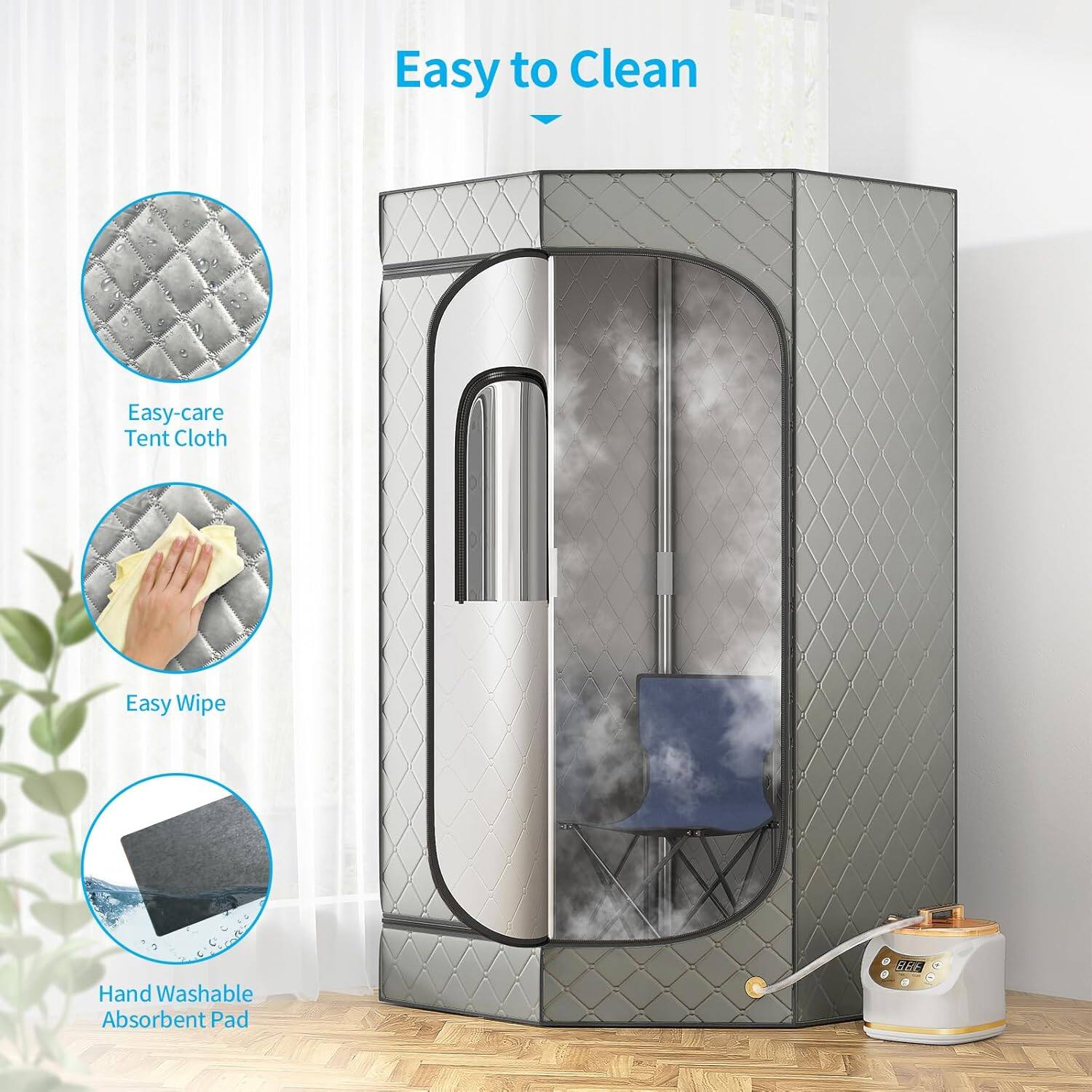 Easy to Clean

- Easy-care Tent Cloth
- Easy Wipe
- Hand Washable Absorbent Pad