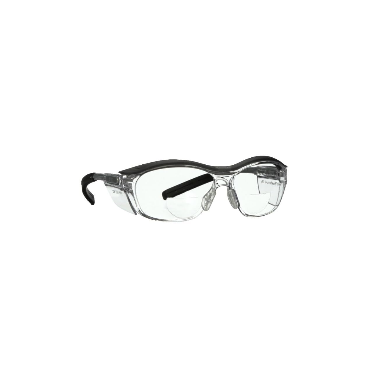 Front. Amber Sporting Goods - 3M Reader Safety Glasses, 2.0 Diopter, Black Frame, Clear Lens, 1 Pack - Black.