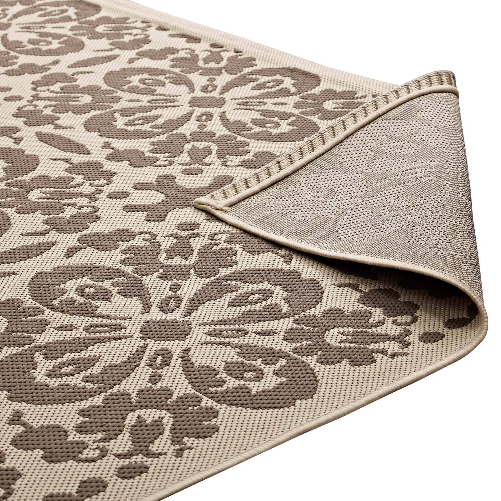 Alt View 3. Modway - Ariana Vintage Floral Trellis Indoor and Outdoor Area Rug - Light and Dark Beige.