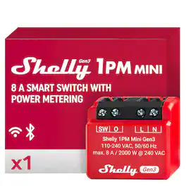 Shelly - 1PM Mini Gen3 8A Smart Relay with Power Measurement (Wi-Fi & Matter) - Red