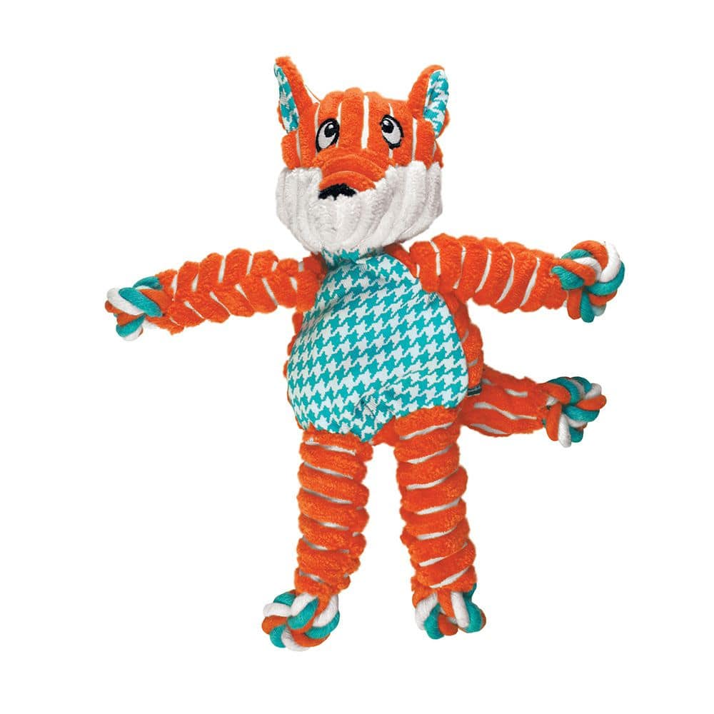 KONG- Floppy Knots Fox Dog Toy in Large/Medium- Orange